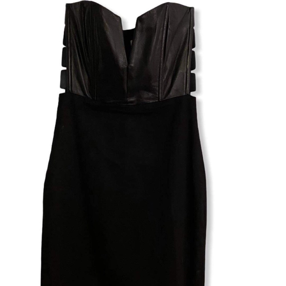 Mason Black Strapless Lambskin Mini Dress 0 - Picture 5 of 9